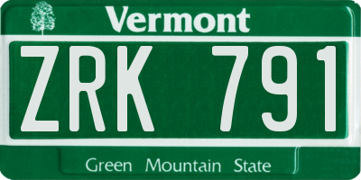 VT license plate ZRK791