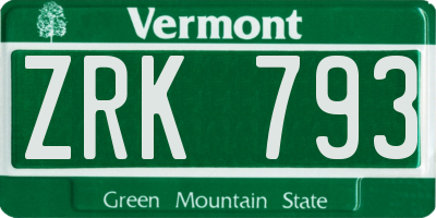 VT license plate ZRK793