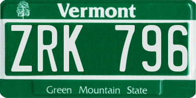 VT license plate ZRK796