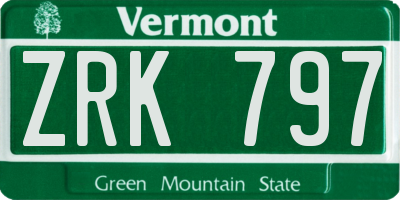 VT license plate ZRK797