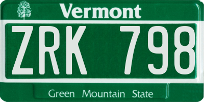 VT license plate ZRK798