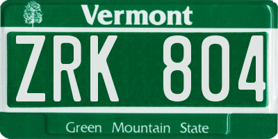 VT license plate ZRK804
