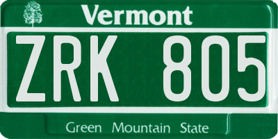 VT license plate ZRK805