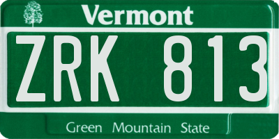 VT license plate ZRK813