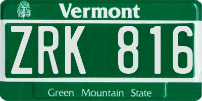 VT license plate ZRK816