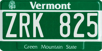 VT license plate ZRK825