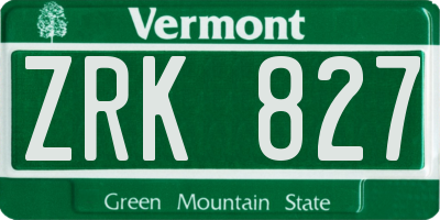 VT license plate ZRK827