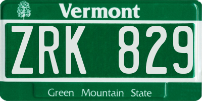 VT license plate ZRK829