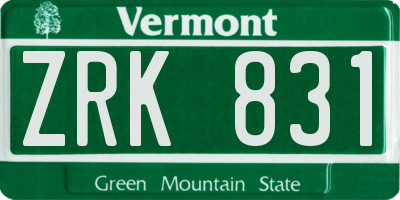VT license plate ZRK831