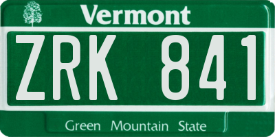 VT license plate ZRK841