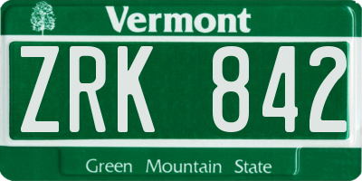 VT license plate ZRK842