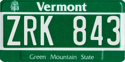 VT license plate ZRK843