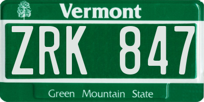 VT license plate ZRK847