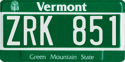 VT license plate ZRK851