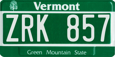VT license plate ZRK857