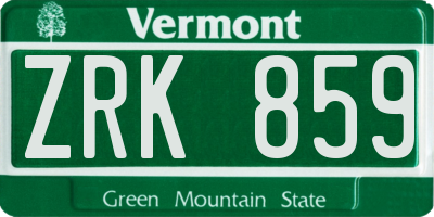 VT license plate ZRK859