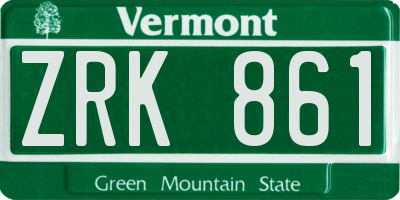 VT license plate ZRK861