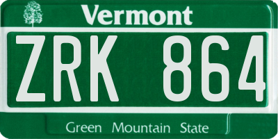 VT license plate ZRK864