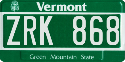 VT license plate ZRK868