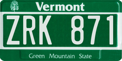 VT license plate ZRK871