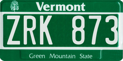 VT license plate ZRK873