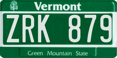 VT license plate ZRK879