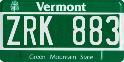 VT license plate ZRK883