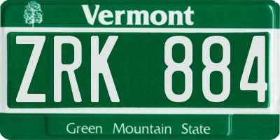 VT license plate ZRK884
