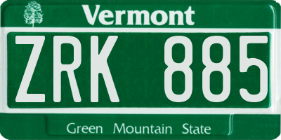 VT license plate ZRK885