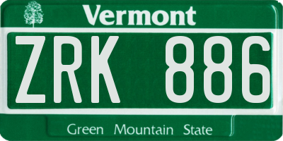 VT license plate ZRK886
