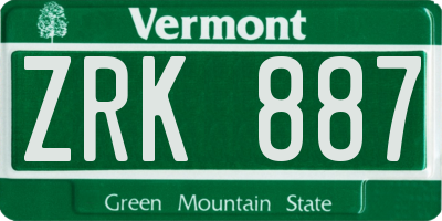 VT license plate ZRK887