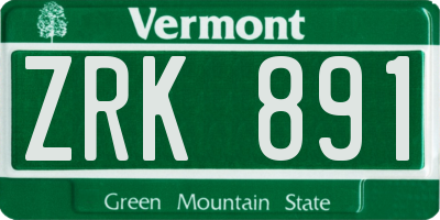 VT license plate ZRK891