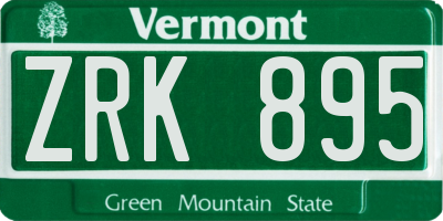 VT license plate ZRK895