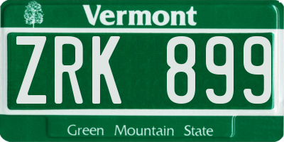 VT license plate ZRK899