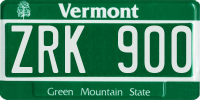 VT license plate ZRK900
