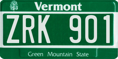 VT license plate ZRK901