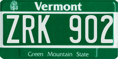 VT license plate ZRK902
