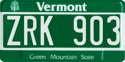 VT license plate ZRK903