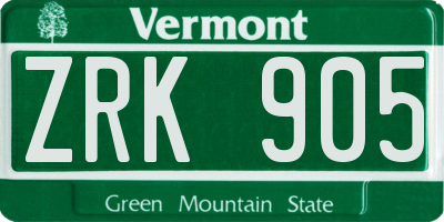 VT license plate ZRK905