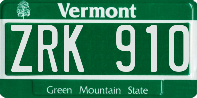 VT license plate ZRK910