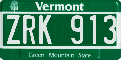 VT license plate ZRK913