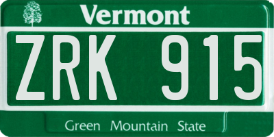 VT license plate ZRK915