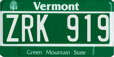 VT license plate ZRK919