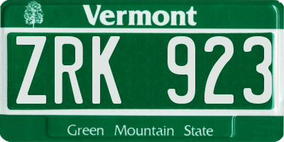 VT license plate ZRK923
