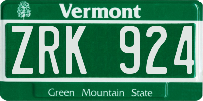 VT license plate ZRK924