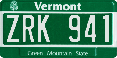VT license plate ZRK941