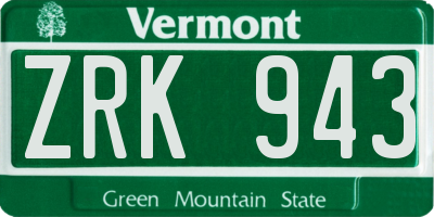 VT license plate ZRK943