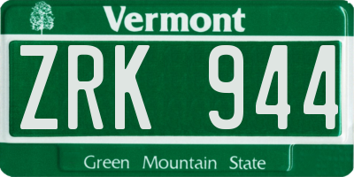 VT license plate ZRK944