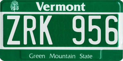 VT license plate ZRK956