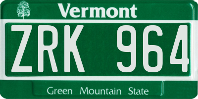VT license plate ZRK964